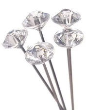 100 OASIS® CLEAR DIAMANTE CORSAGE FLORIST WEDDING BOUQUET PINS DIAMOND HEAD
