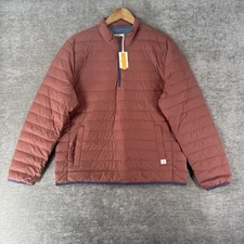 Marine Layer Insulated Packable Half Zip Down Mens Large Brown Mahagony $158 NWT