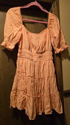 Blue Rain Francesca s Orange Peasant Style Dress Size L