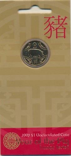 Australia: 2007 $1 Year of the Pig Lunar New Year with RAM packaging Cat $30