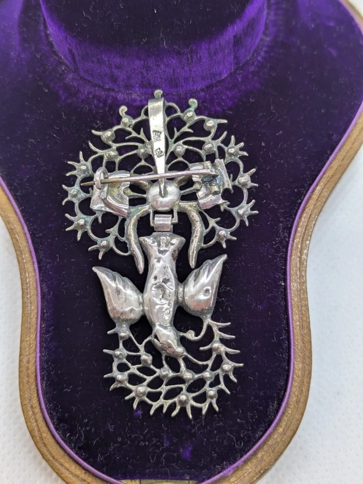 ANCIEN BIJOUX PENDENTIF SAINT ESPRIT NORMAND ARGENT PIERRE DU RHIN EPOQUE 19ème - Photo 3/4