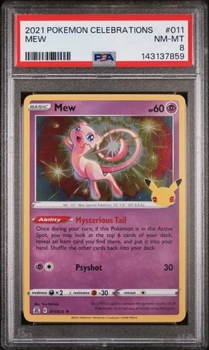 Mew - 2021 Pokemon Sword & Shield Celebrations #011/025 Holo PSA 8
