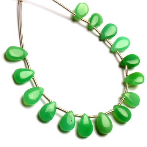 Natural Chrysoprase Gemstone 9x6 mm Size Smooth Pear Shape Beads 4.5" Strand - Picture 7 of 10