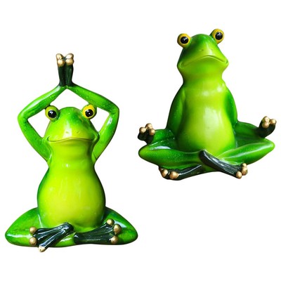  2 Pcs Frosch-landschaftsornament Froschskulptur Froschfiguren Froschstatuen
