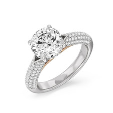 IGI Lab Created 3 Carat Round Diamond Ring 18K Multi Tone Gold E F  VVS2