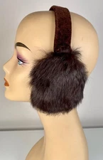 CEJON GENUINE RABBIT FUR WINTER WARM BROWN HEADBAND EARMUFFS O/S