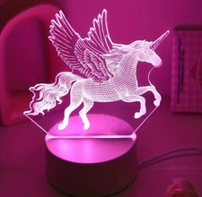 Pink Unicorn & Mythical Creatures 3D Night Light with Uplight BNWT Beautiful 🎁