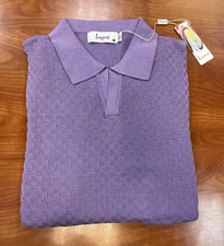 2025 Lavane Men's Light Weight Johnny Collar Short Sleeve Sweater M-3XL = VIOLET