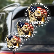 3Pcs 250th Anniversary USA Car Decal 1776  2026, USA 250 Stickers Patriotic Vi...