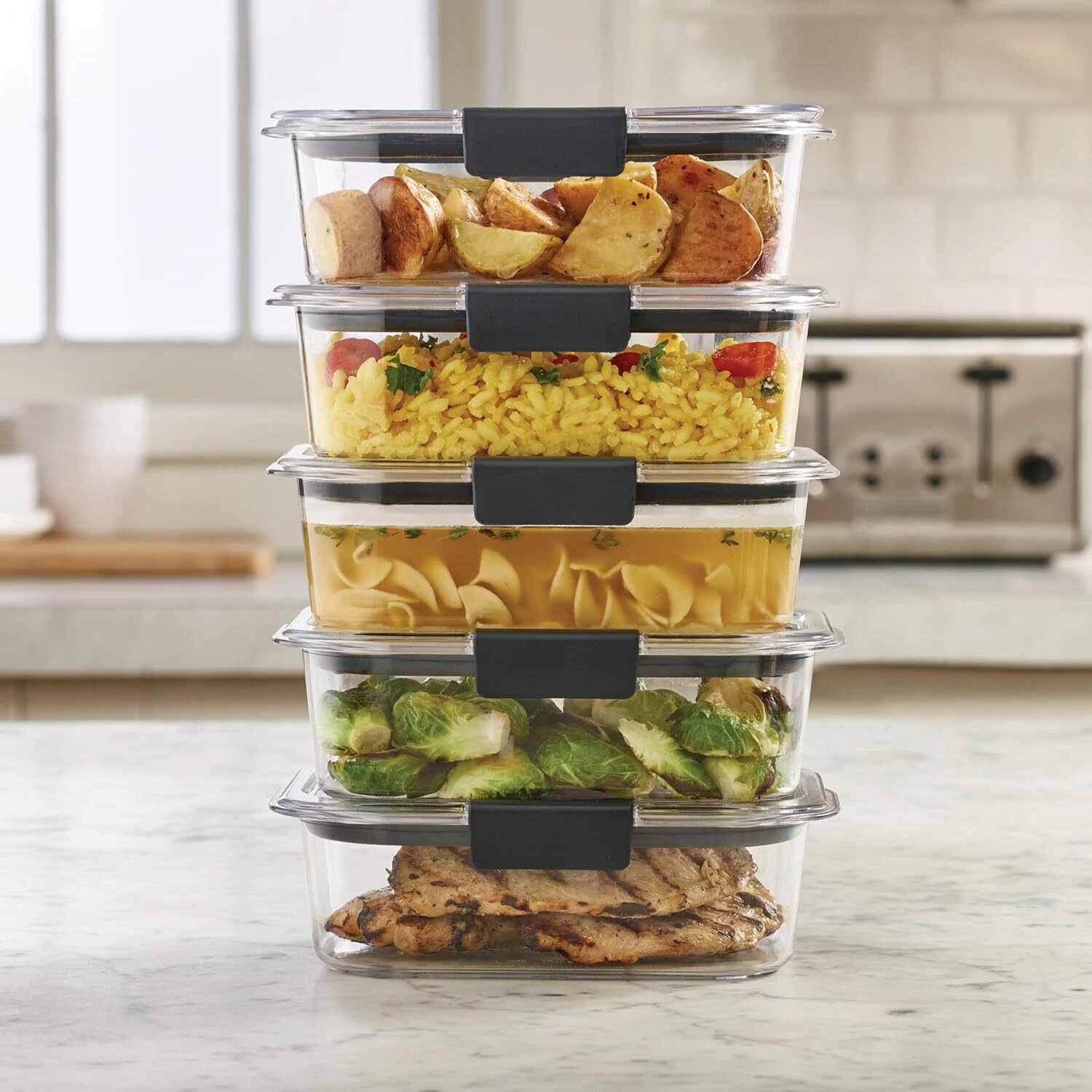 5 Packs BPA Free Food Storage Containers with Lids Airtight for Meal Prep Lunch