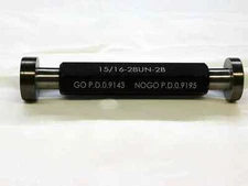 NEW 15/16 28 UN 2B THREAD PLUG GAGE .9375 GO NO GO P.D.'S = .9143 & .9195 TOOL
