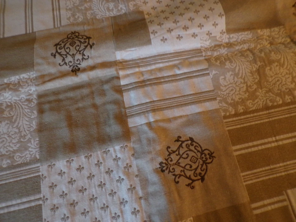 1 pièce de tissu ameublement style patchwork   beige - Photo 2/4