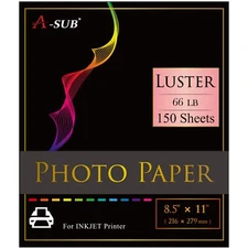 150PK A-SUB Professional Photo Paper 8.5X11 Luster 66lb 250g Inkjet Canon Epson