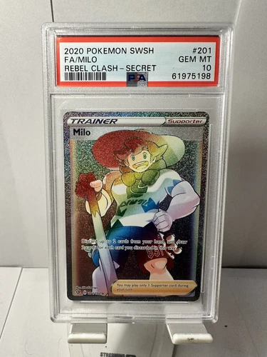 MILO FULL ART PSA 10 2020 POKEMON SWSH REBEL CLASH SECRET 201/192