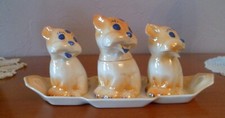 GUTHERSFELD, SERVICE A CONDIMENTS EN PORCELAINE FIGURANT DES CHATS