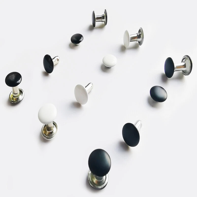 Remaches Doble Tapa l Negro Blanco l Tachuela Remaches Rápidos Cuero Artesanía Herramienta de Reparación Foto 3 de 4