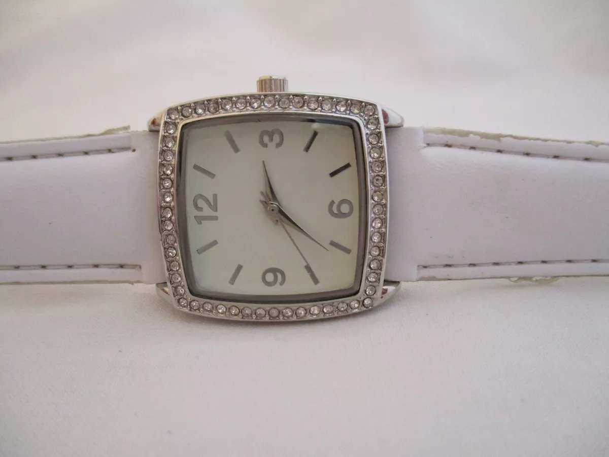 Merona Women s White Buckle Band Analog Watch Fashion Rhinestones