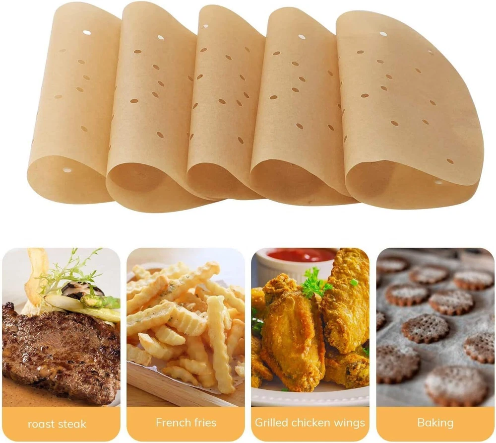 100pcs 8.5 Inch Square Air Fryer Parchment Paper Liners Safe No Burn Easy Clean Nonstick