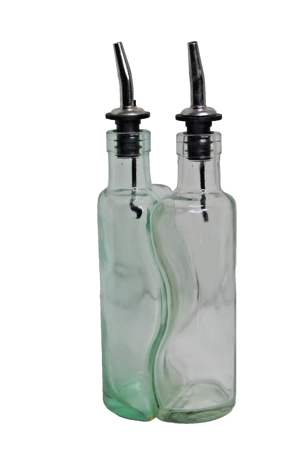 Vintage Green Tinted Glass Oil & Vinegar Dispensers- Italy 250ml Nested