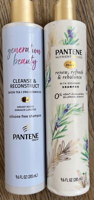 2 Pantene Cleanse & Reconstruct & Renew Refresh Rebalance Shampoo 9.6 oz Each