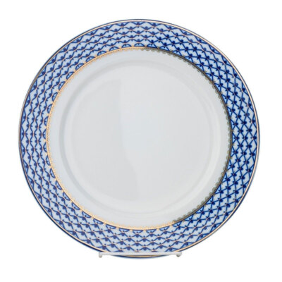Set of 6 Russian Cobalt Blue Net Dessert Plates 8'' St Petersburg Bone China