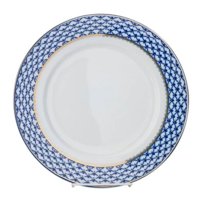 WORLD FAITH Set of 1 Russian Cobalt Blue Net Dessert Plate 8" St Petersburg Bone China