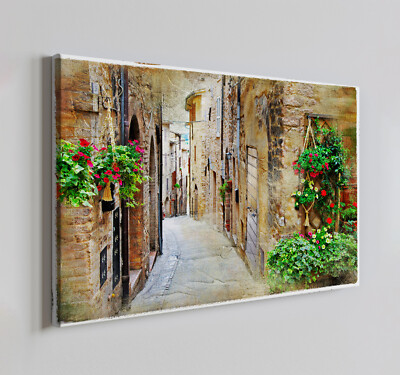 Streets Of Italy Vintage Leinwandbild Wandbild, Wohndeko Wandbehang