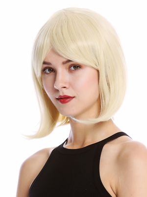 Perücke Damen Frau kurz schulterlang Bob Longbob Pony glatt Hellblond Lichtblond