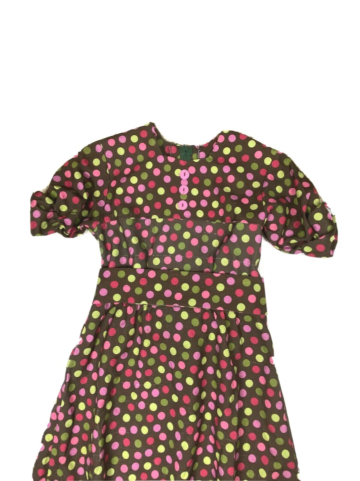 Maxi Vestido Vintage Años 50 Lunares Largo Rosa Marrón Verde Retro Antiguo Pasado de Moda Criada Foto 2 de 4