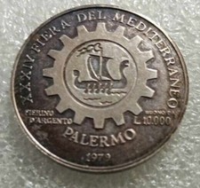 GETTONE IN ARGENTO 16gPALERMO XXXIV FIERA DEL MEDITERRANEO 1979 BUONO 10000 LIRE