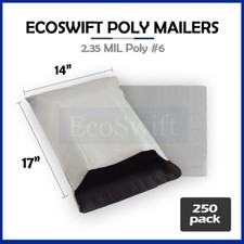 250 14 x 16 ECOSWIFT WHITE POLY MAILERS SHIPPING ENVELOPES SELF SEALING BAGS
