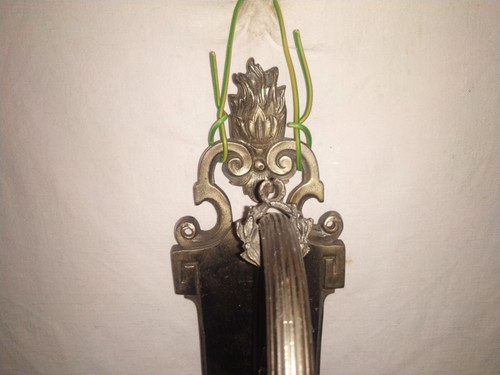 2 alte Wandlampen aus Messing versilbert und Kristall Glas geschliffen - Bild 11 von 16