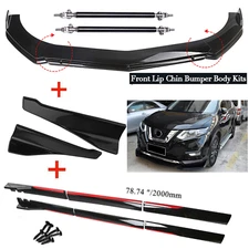 For Nissan Front Rear Bumper Lip Spoiler Splitter Body Kit Side Skirt Glossy V