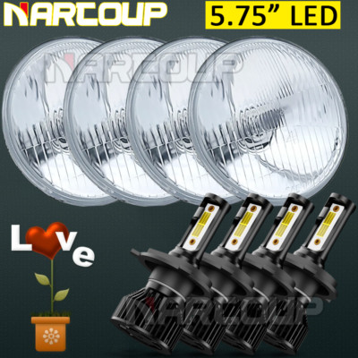 4x 100W 5.75'' LED Projector Headlight H5001 H5006 For Dodge Monaco 1965-1976