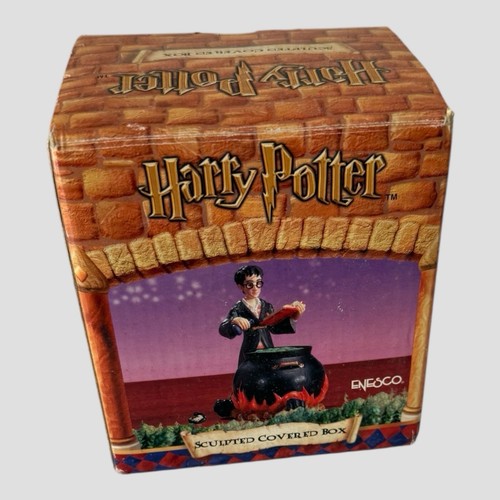 Harry Potter With Book And Cauldron Trinket Box 2001 Enesco 4 IN High Lidded