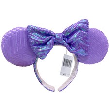 Disney Parks lridescent Purple Lavender Sequin Minnie Mickey Mouse Ear Headband