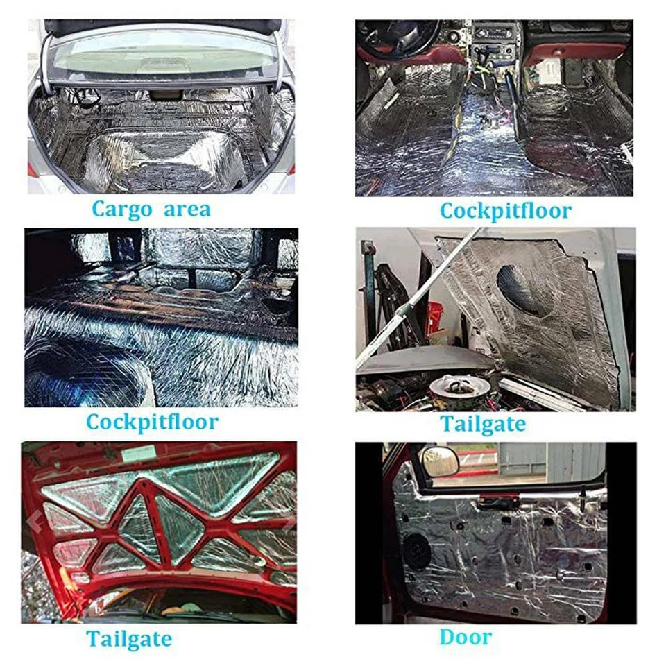 Alfombrilla térmica protectora térmica para automóvil de 80 "x 40" - Alfombrilla de aislamiento acústico amortiguadora de sonido automática Foto 2 de 4