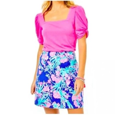 LILLY PULITZER IZZY SKIRT, CORSICA BLUE, TOUCAN PARTY, NWT