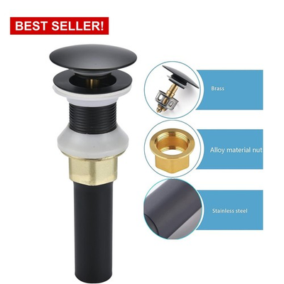 #ad Bathroom Sink Drain Pop Up Stopper No Overflow Anti Clog Strainer Matte Black $19.52