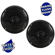 Acoustic Audio MRN65B Waterproof Flush Mount Marine 6.5" Speakers Passive Pair