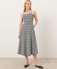 PACT Organic Fit Flare Midi Dress, Bohemian Dreams Black