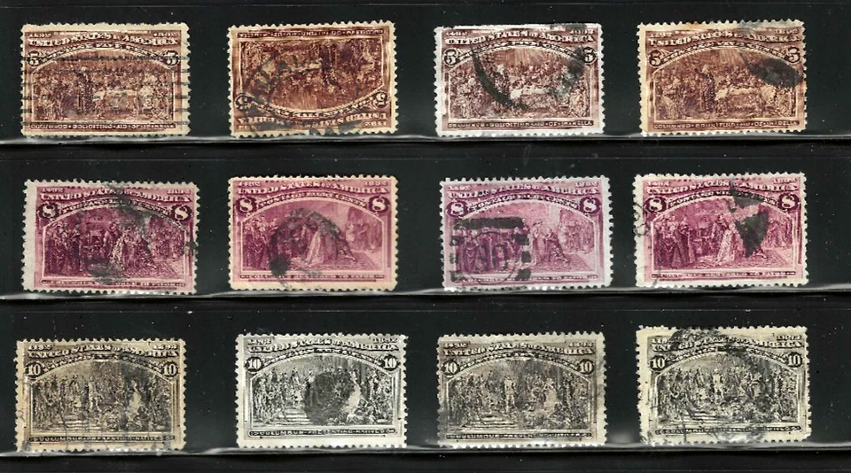 Sc #230 231 232 233 234 236 Collection  1-10 Cent Columbians 1893 $200 US 96B1 - Image 4 of 4