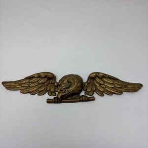 Vintage Large American Eagle Wall Hanging Plaque - 14” Span Cast Solid Brass