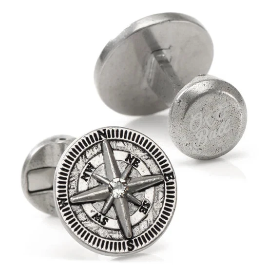 Antique Compass Stainless Steel Cufflinks - Image 2 of 4
