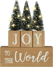 Christmas Tree Decorations for Home LED Lighted JOY to the World Decor with Time