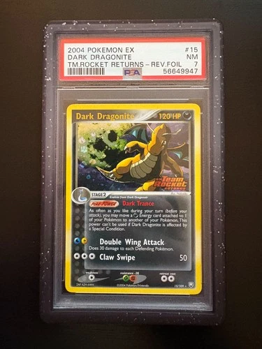 Dark Dragonite Reverse Foil Pokémon EX Team Rocket Returns PSA 7 2004