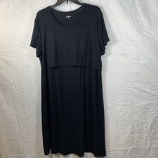 Quince Bamboo Jersey Maternity & Nursing Lounge black dress SZ:XL
