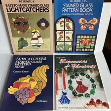Vintage Stained Glass Pattern Books Lot 4 Eaton Ed Sibbett Jr Christmas Kyle