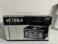 Victrola The Quincy 6-in-1 Bluetooth Record Player & Multimedia Center with B...
