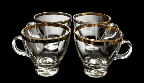 Set Of 4 Vintage Colony Gold Crown Punch Cups Excellent Condition